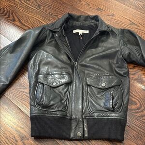 Twenty8Twelve Black Leather Bomber Jacket